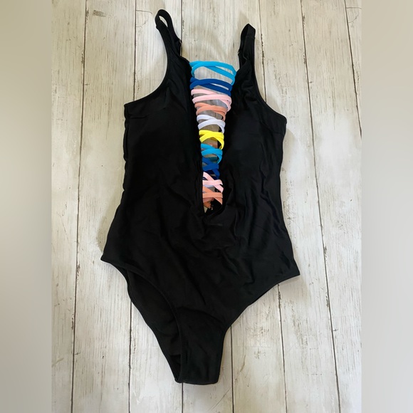 SOFIA'S CHOICE Women's  One Pieces Swimsuit Lace Up Lattice Deep V Bathing - Picture 5 of 10